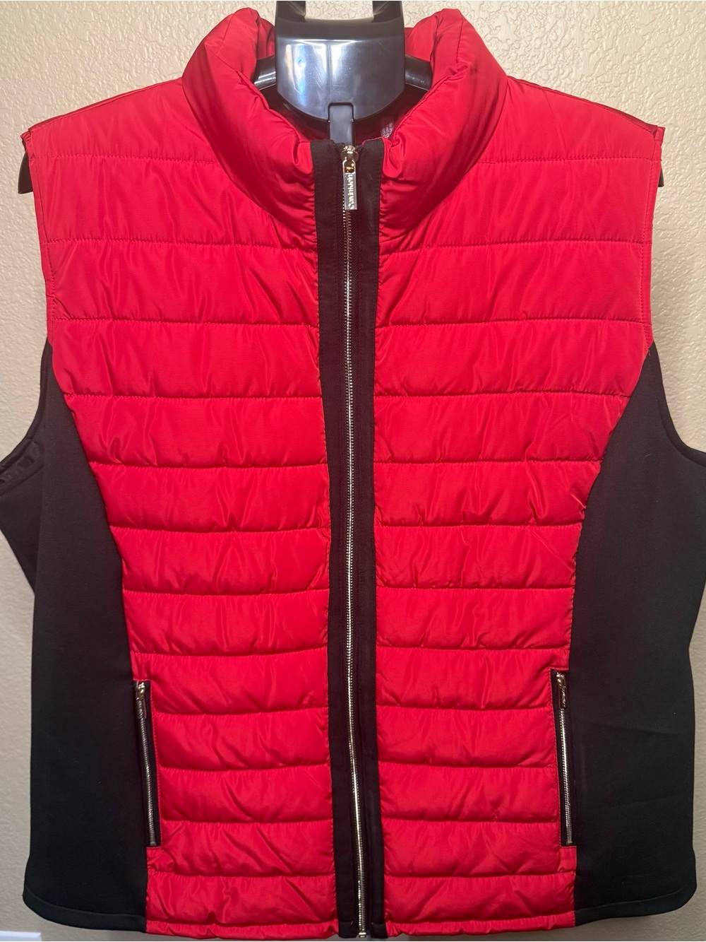 Calvin Klein Performance Rogue Red Quilt Puffer Vest Gold Hardware Plus Size 2X